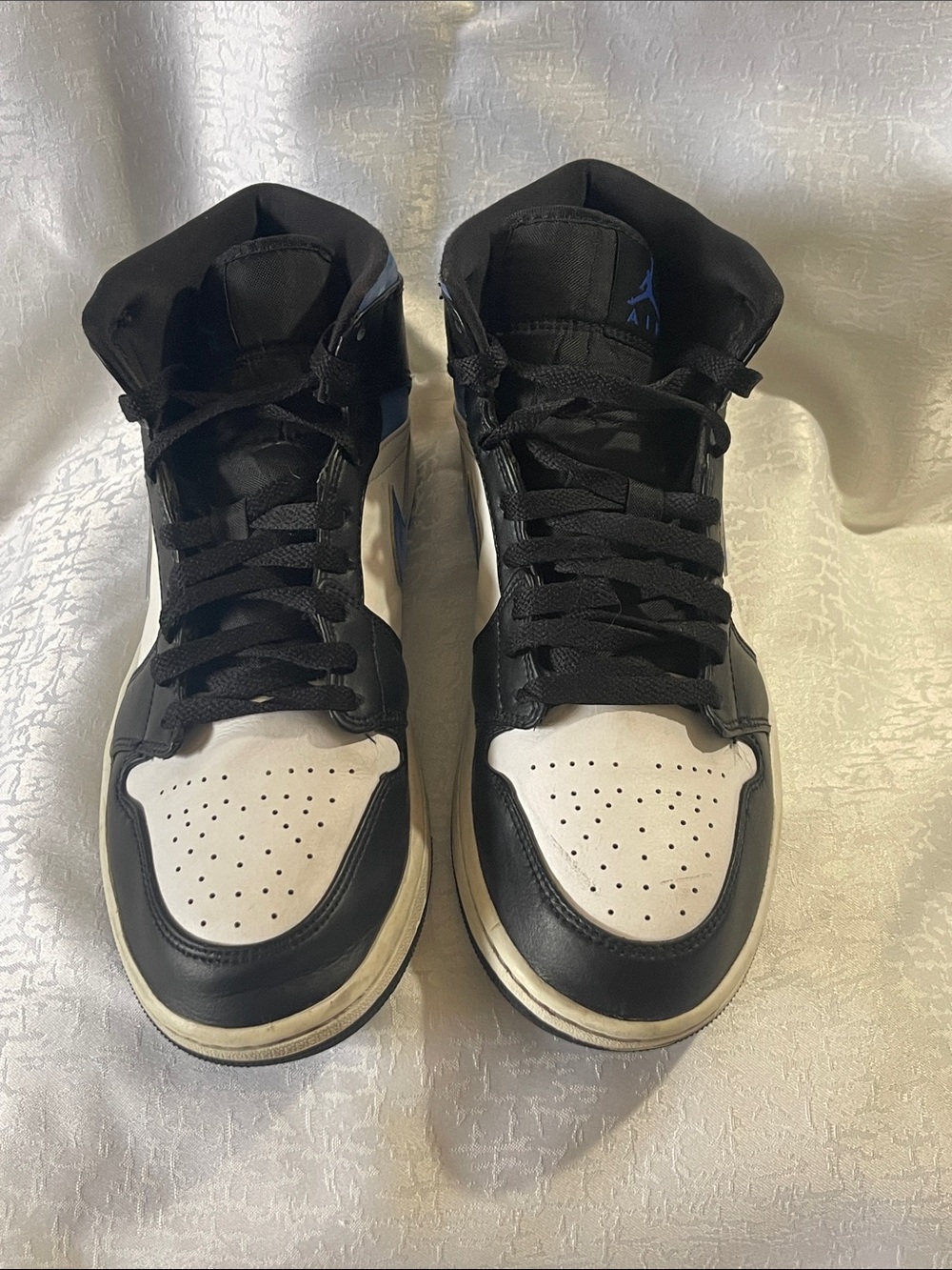 Nike Air Jordan 1 Mid — Black, White and Blue Men’s Sneakers